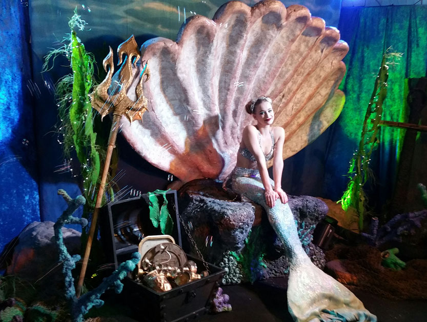 giant clam shell for rent and undersea theme event decoration services, mermaid themed party