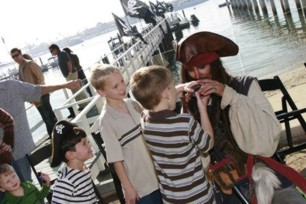treasure hunt with Captain Jack Spoarrow at a pirate theme children's birthday party