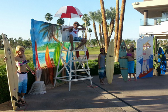 surf theme party props for rent in OC and LA CA